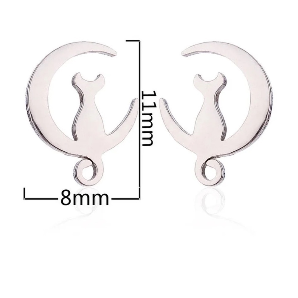 Stunning Silver Cat Moon Earrings - NWOT - Picture 3 of 6
